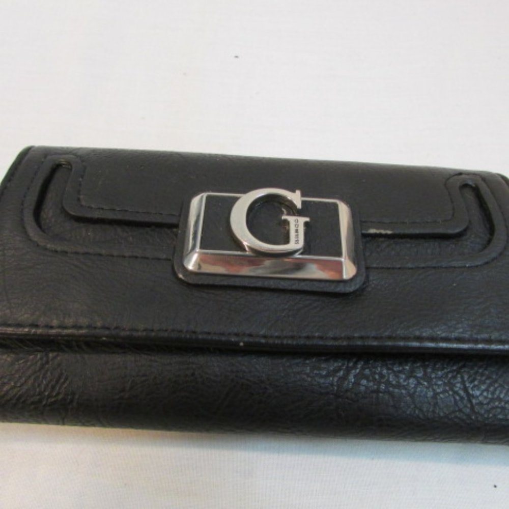 Guess Black Leather Tri-Fold Wallet